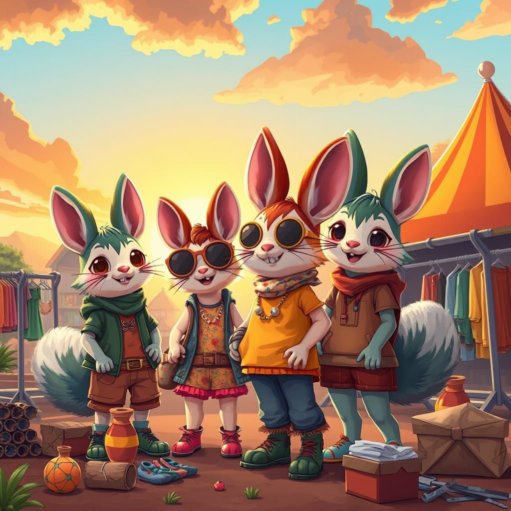 Fantastical Kitsune Hipsters Build Charity Clothing Store