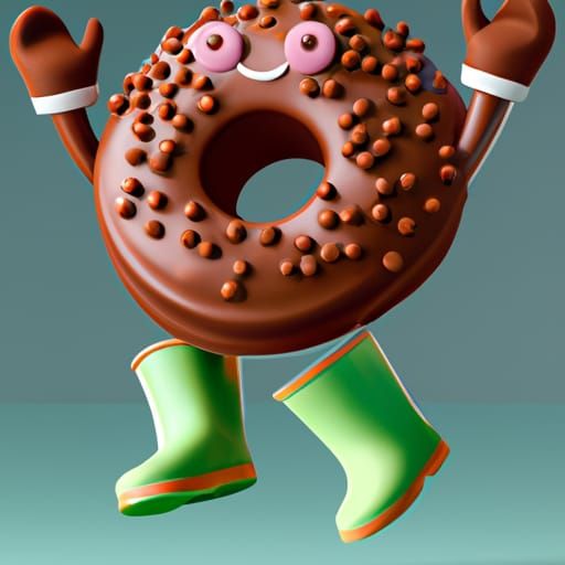 Anthropomorphic Donut Mascot in Space: Hyperdetailed Render