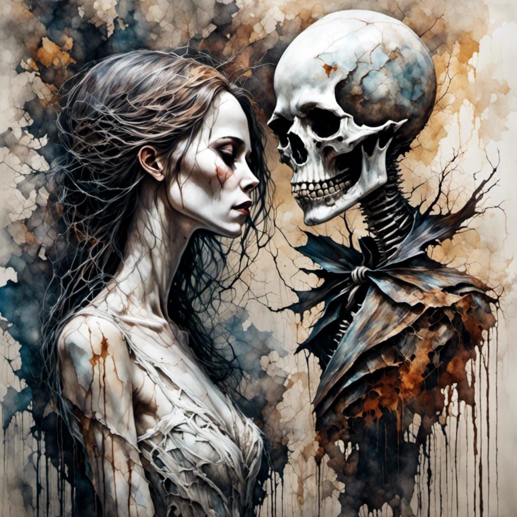 Jack Skellington and Sally: Hyperrealistic Splash Art