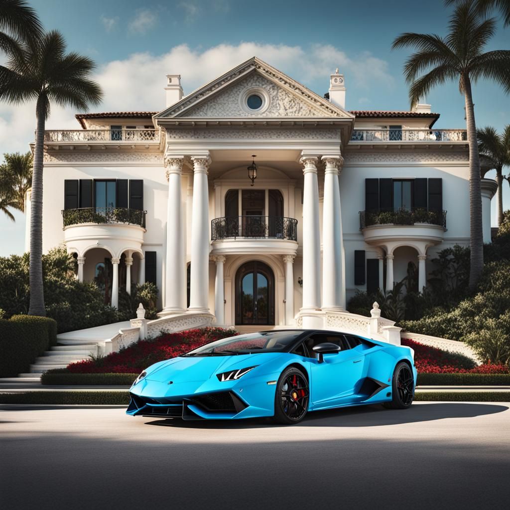 Lamborghini Mansion Ocean View AI Image