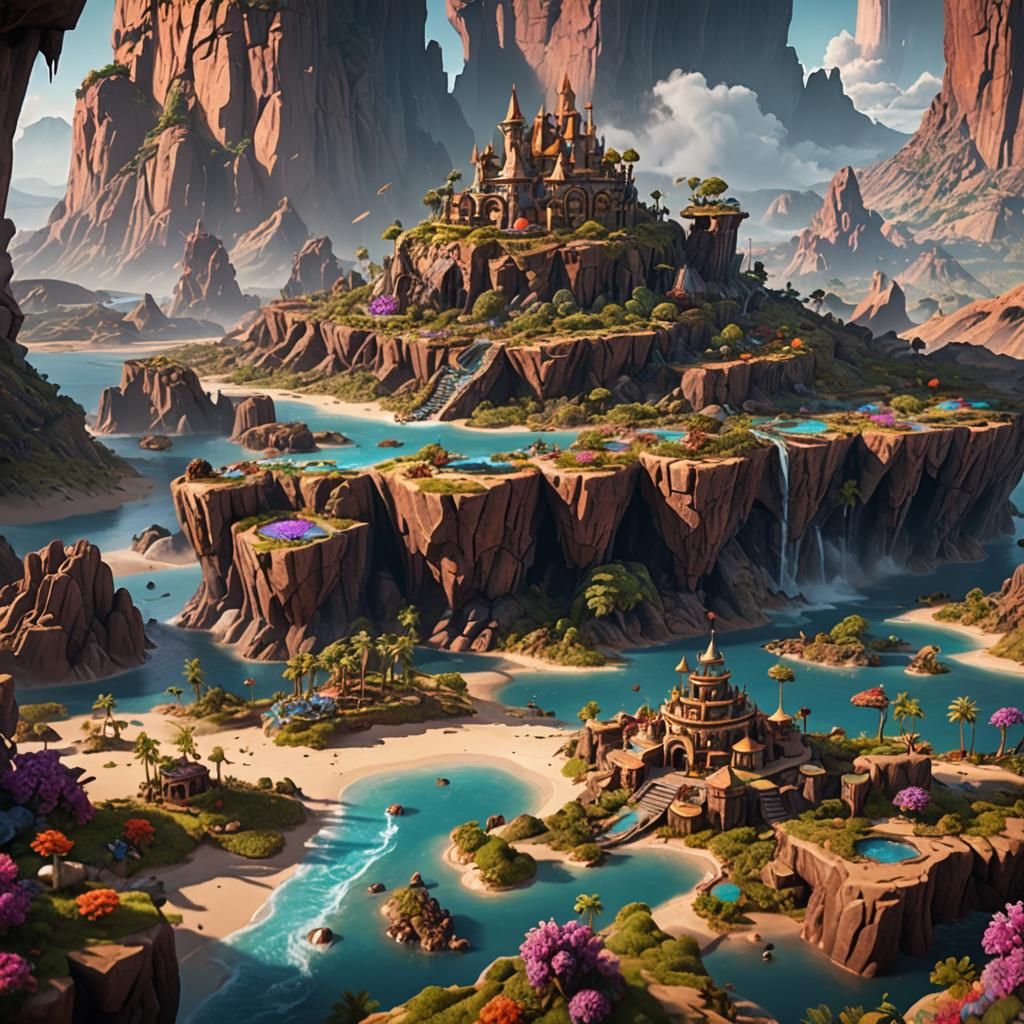 Fantastical Dessert Island Concept Art