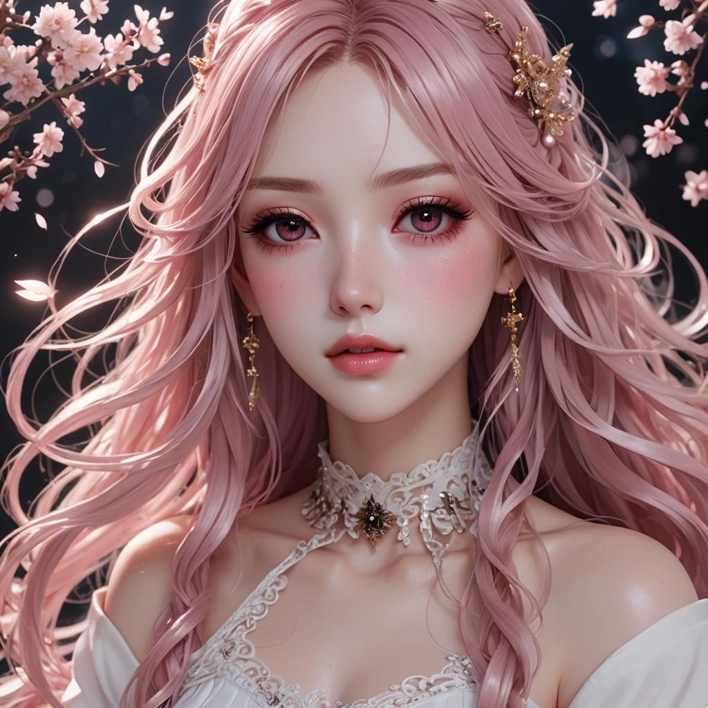 Anime Girl with Pink Hair in 3D Rendered Style