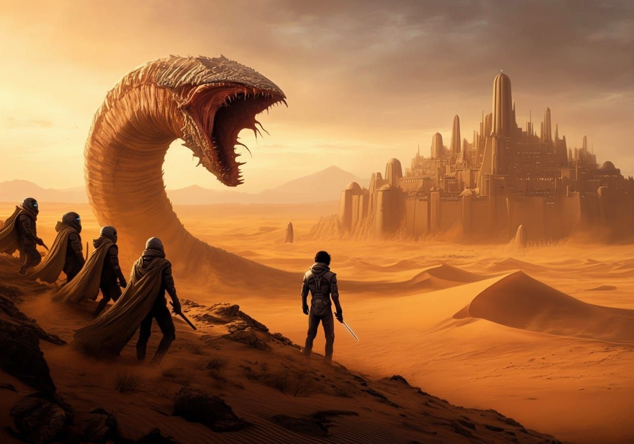 Arrakis Sandworm Encounter: Cinematic Fantasy Art