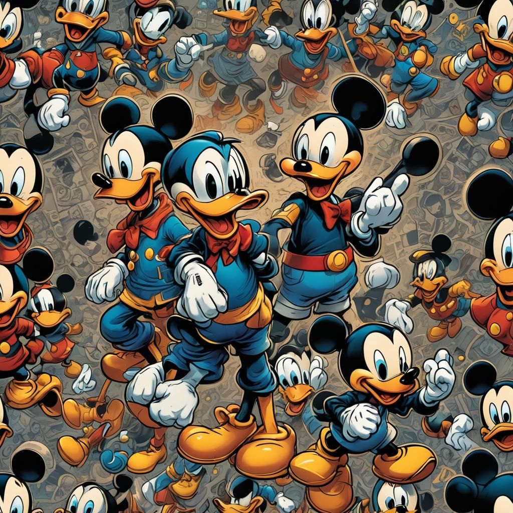 Donald Duck Versus Mickey Mouse in Comic Book Art