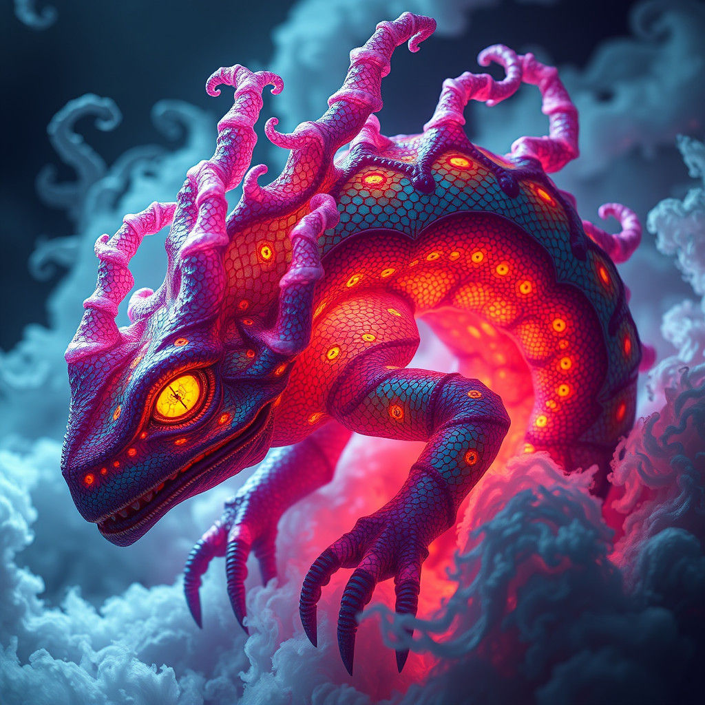 Mystical DMT Creature in a Psychedelic Style