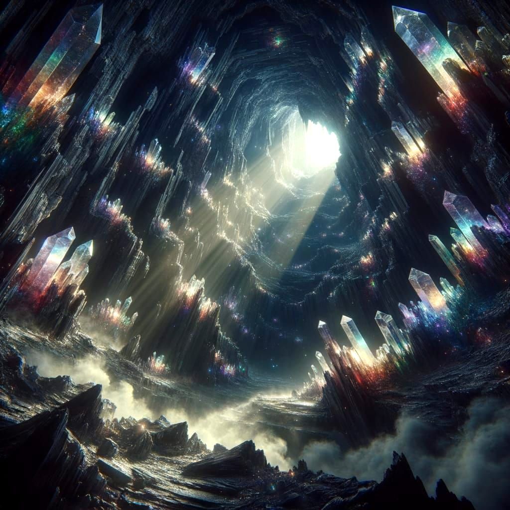 Gleaming Crystal Chasm in Moody Gothic Style