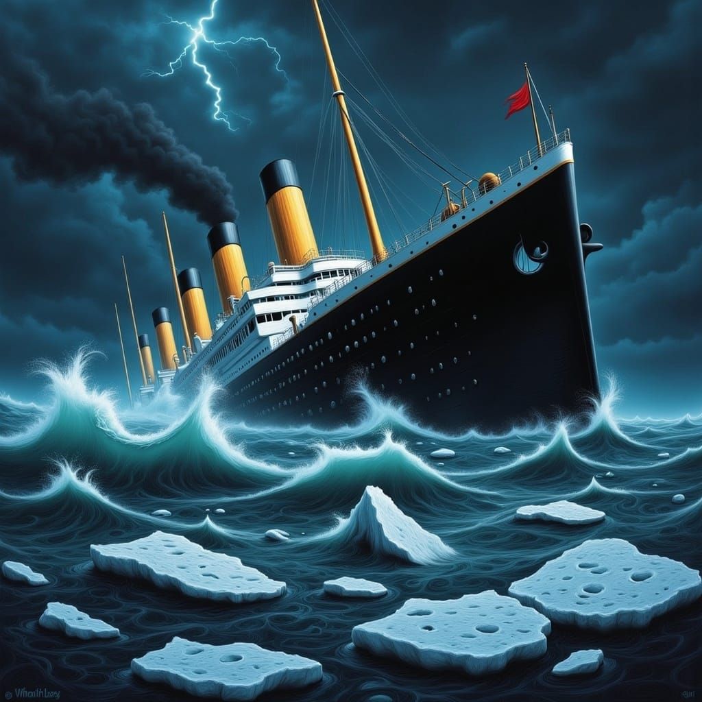 Titanic Sinking in Stormy Seas