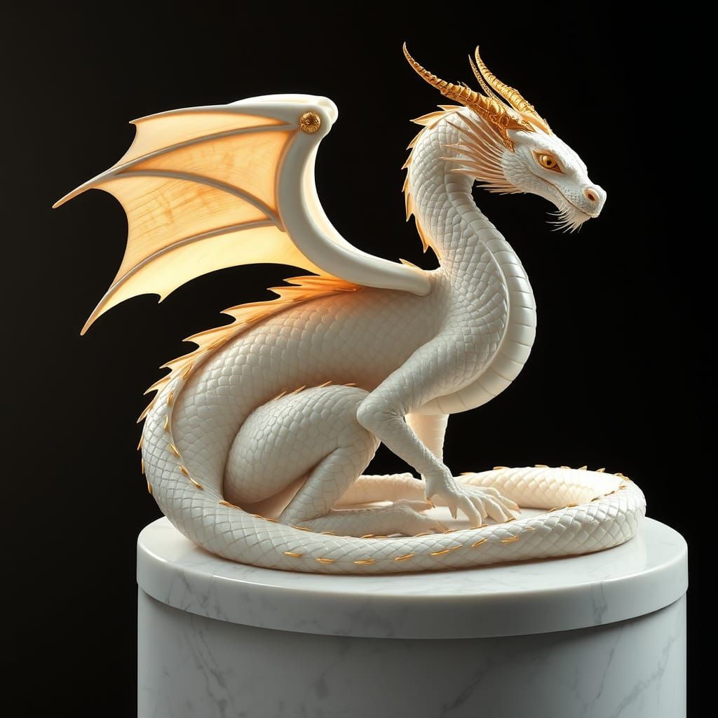 Porcelain Dragon with Kintsugi Details