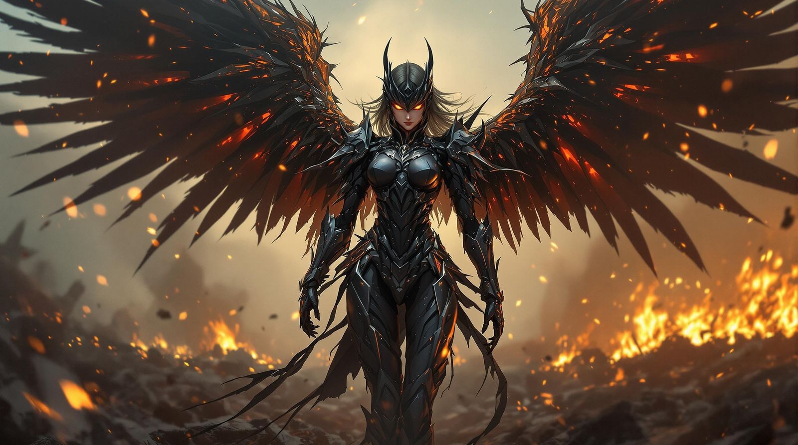 Fallen Angel in Mecha Armor, Anime Style