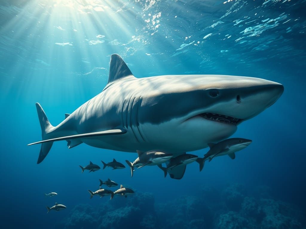 Majestic Shark Family in Radiant Blue Waters
