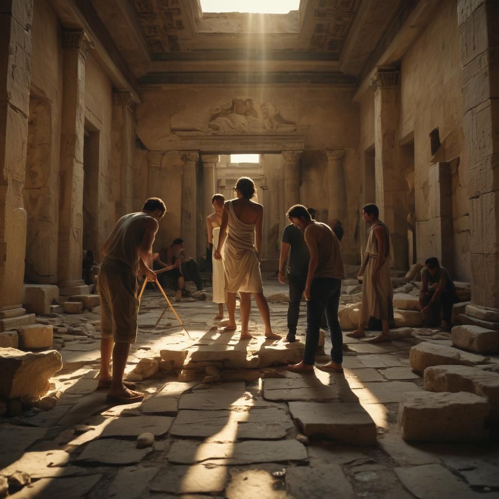 Artists Create David-Style Art in Greek Building