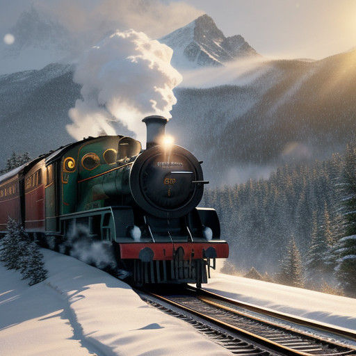 Nostalgic Vintage Steam Train Chugs Through Snowy Mountains