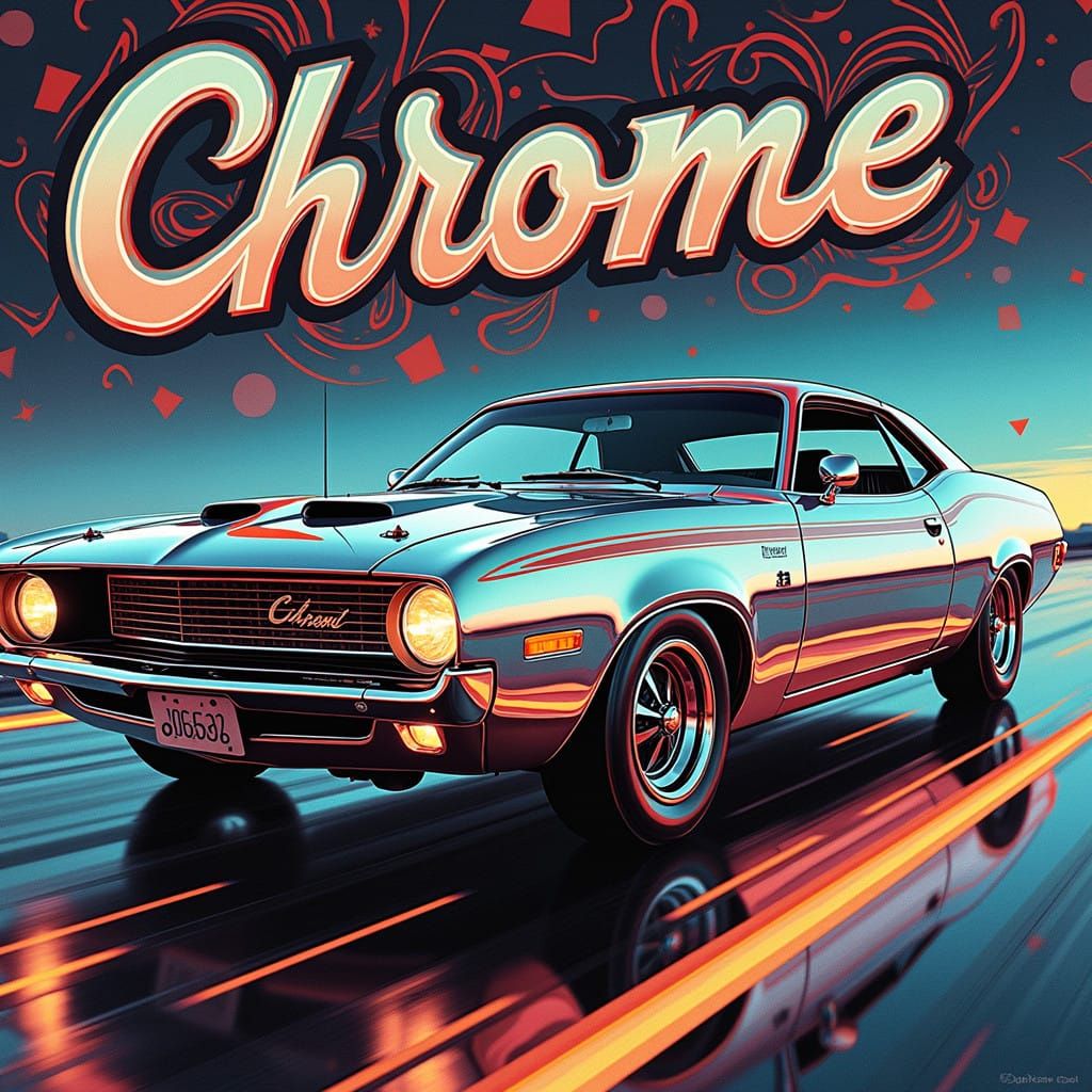 Southern Rock Band Chrome LP Cover in Op-Art Style