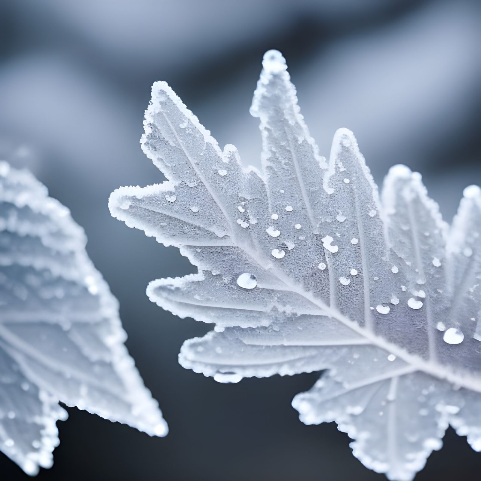 Frost Covered Leaves in Sunlight: Bokeh Photography