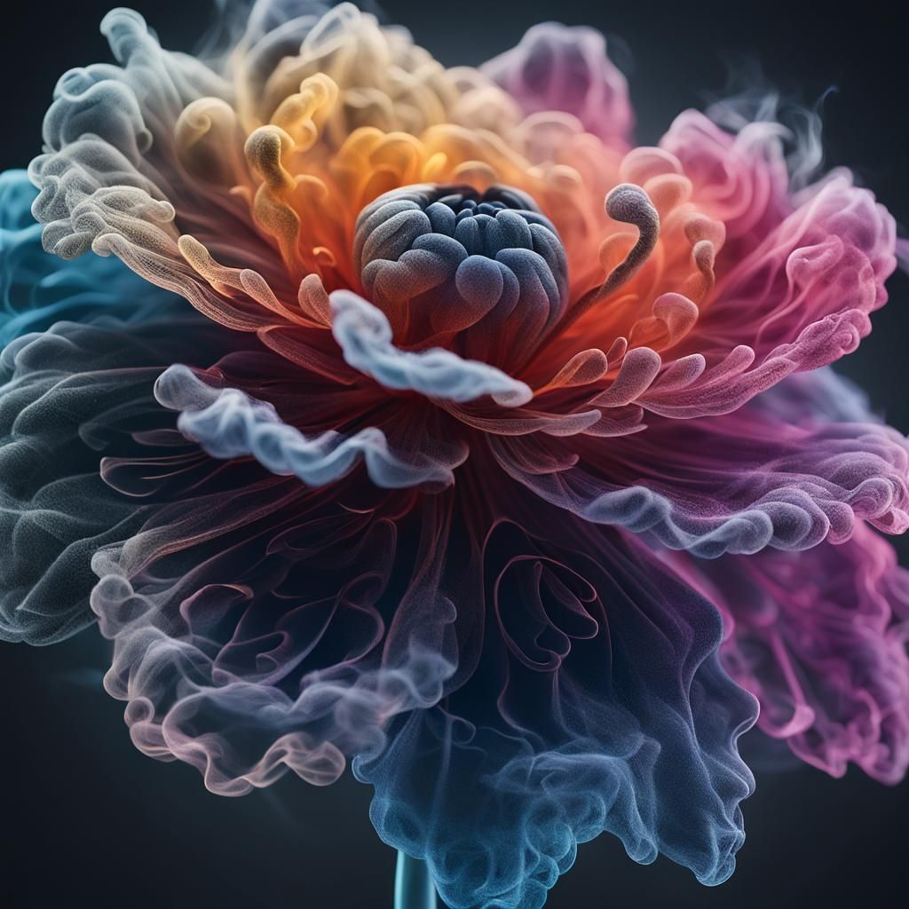 Ghostly Smoke Flower in Macro Photography Style