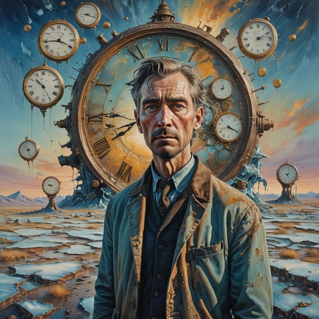 Frozen in Time: A Surrealist Oil Painting