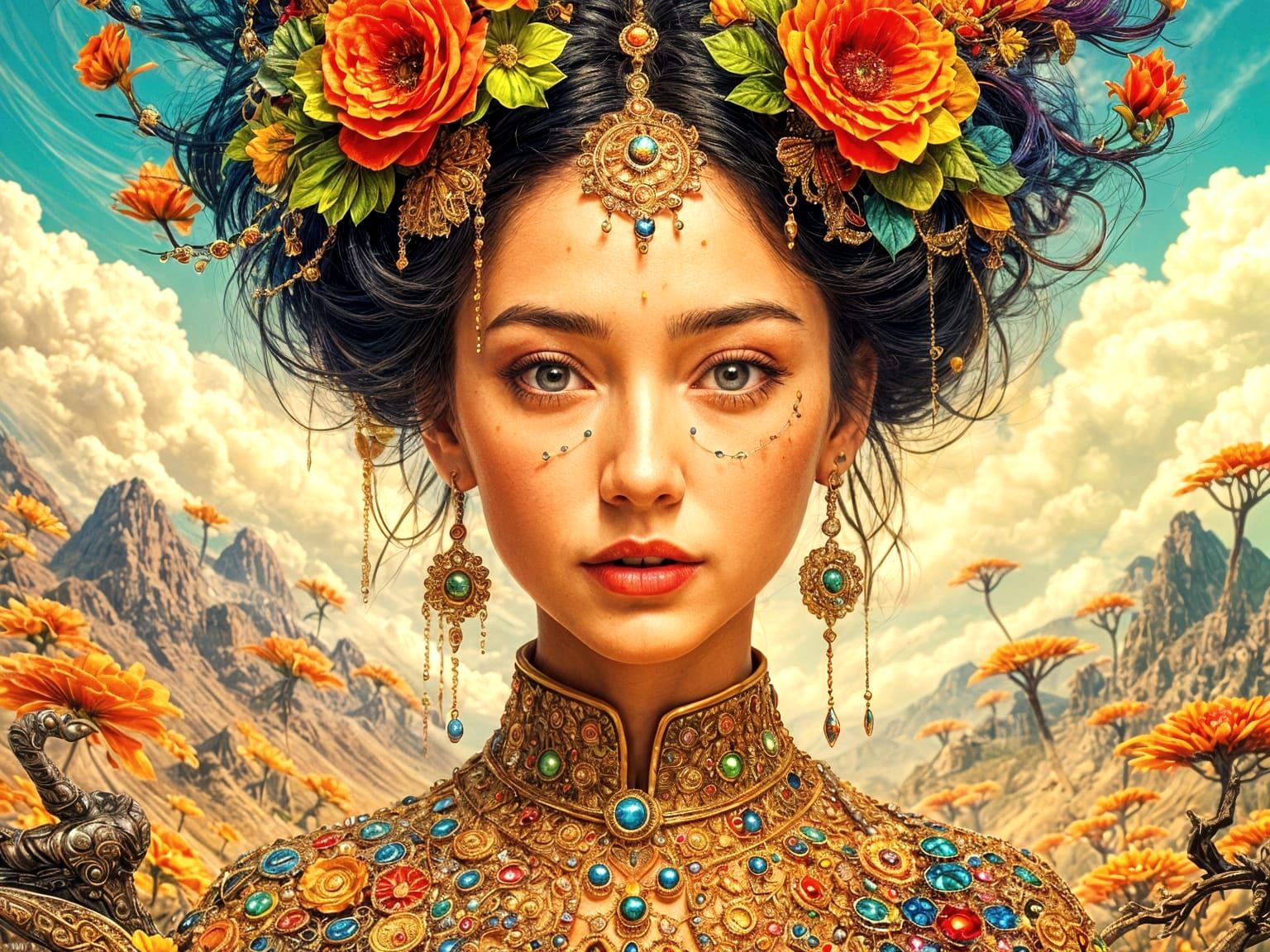 Hyperrealistic Portrait with Clockpunk Elements in Ultrareal...