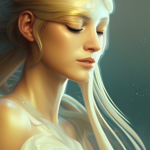 Blonde Princess Portrait with Gold Ornaments