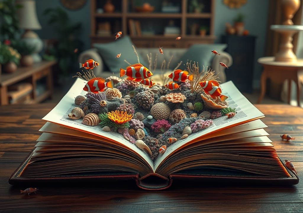 Coral Reef Ecosystem Emerges From Open Book