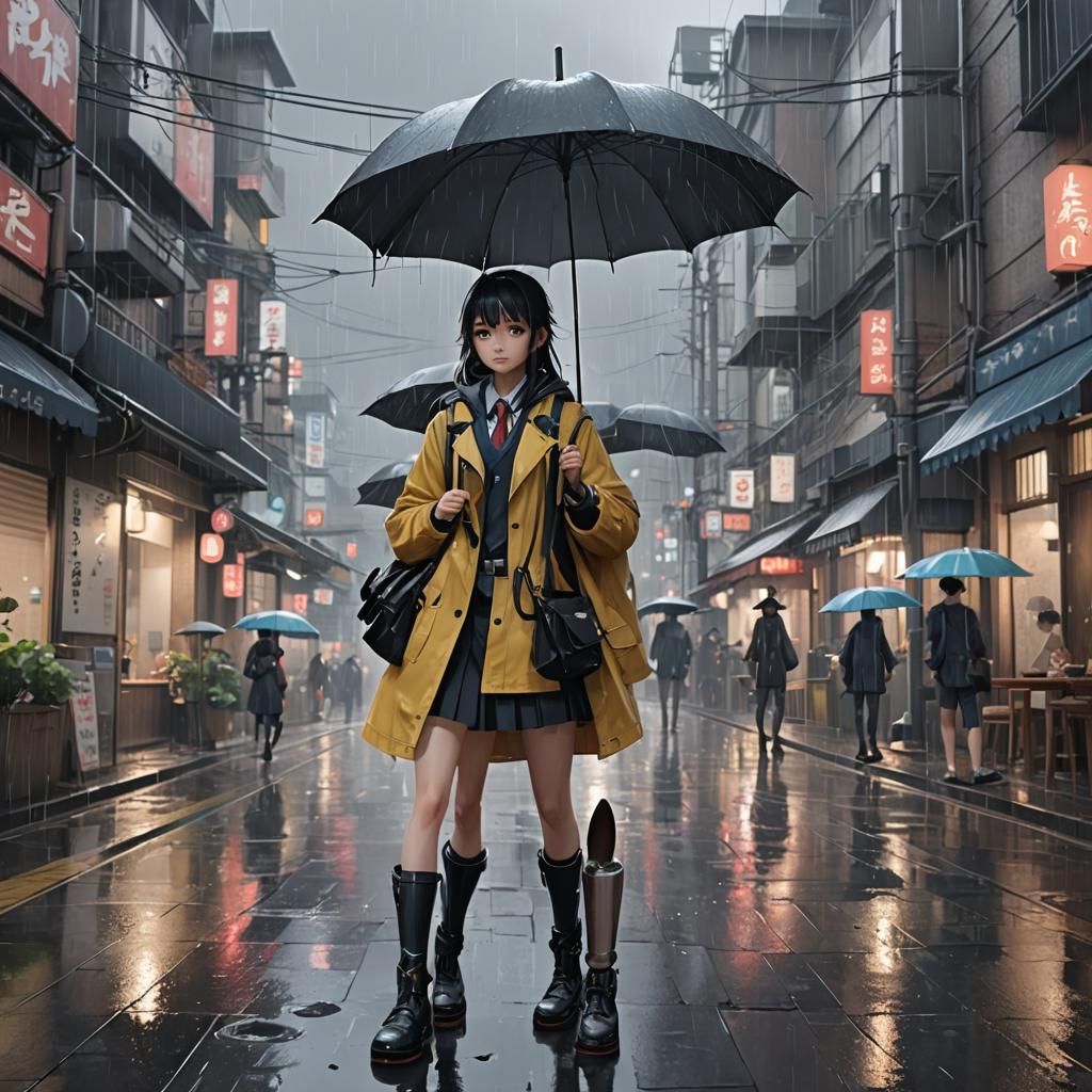 Rainy Day in 3D Anime Art Style