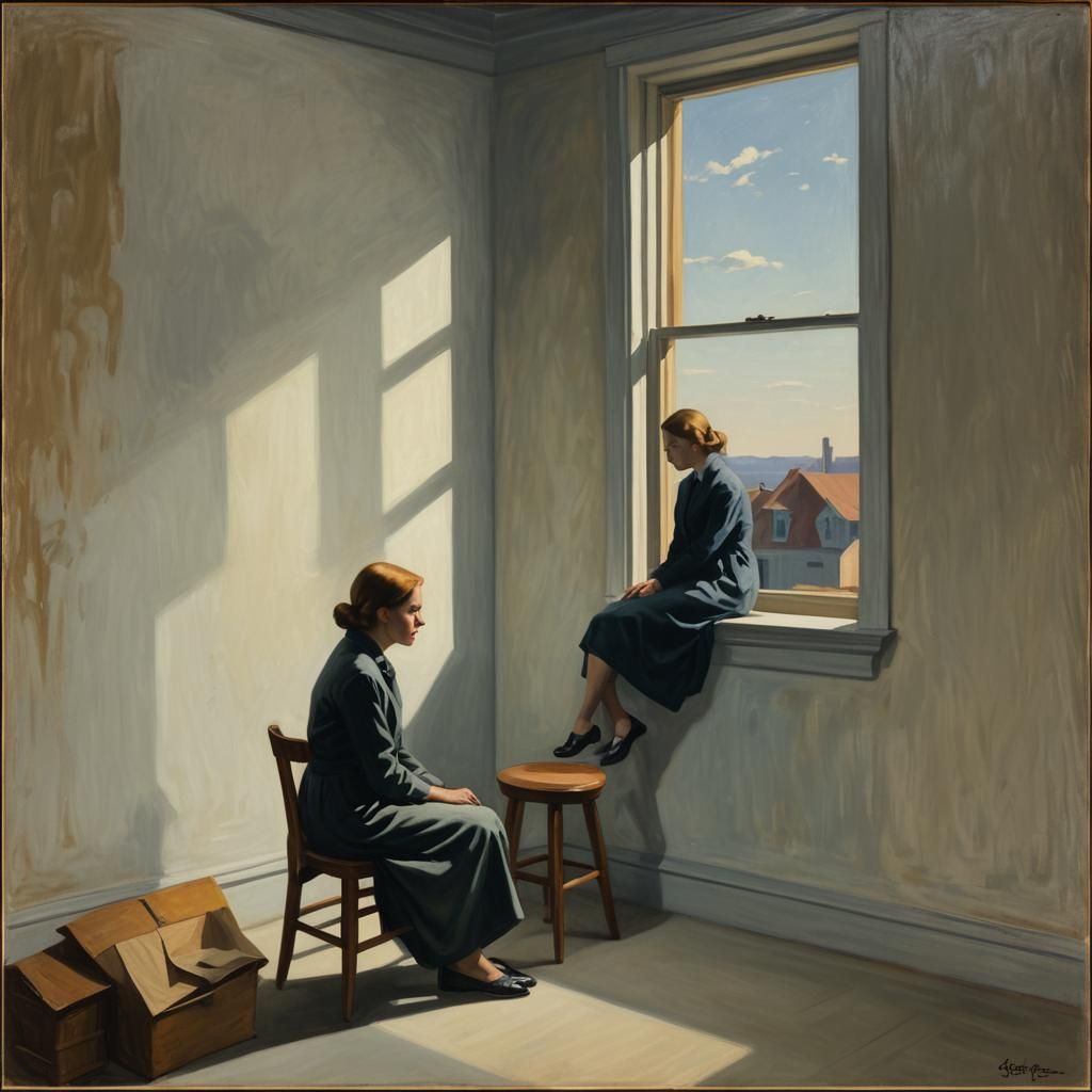 Edward Hopper Style Woman in Lifeless Room