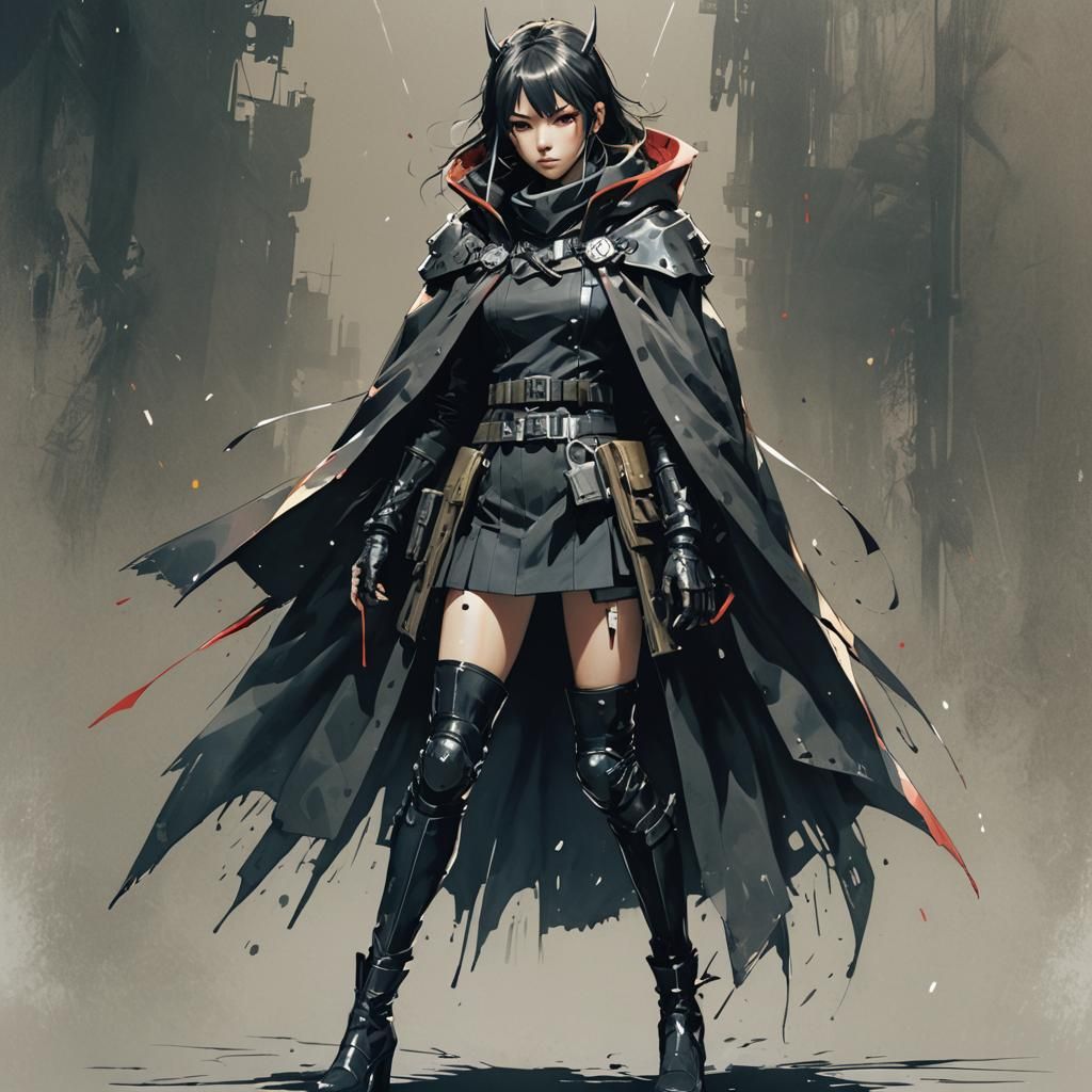 Fierce Japanese Punk Goddess in Cinematic Pose