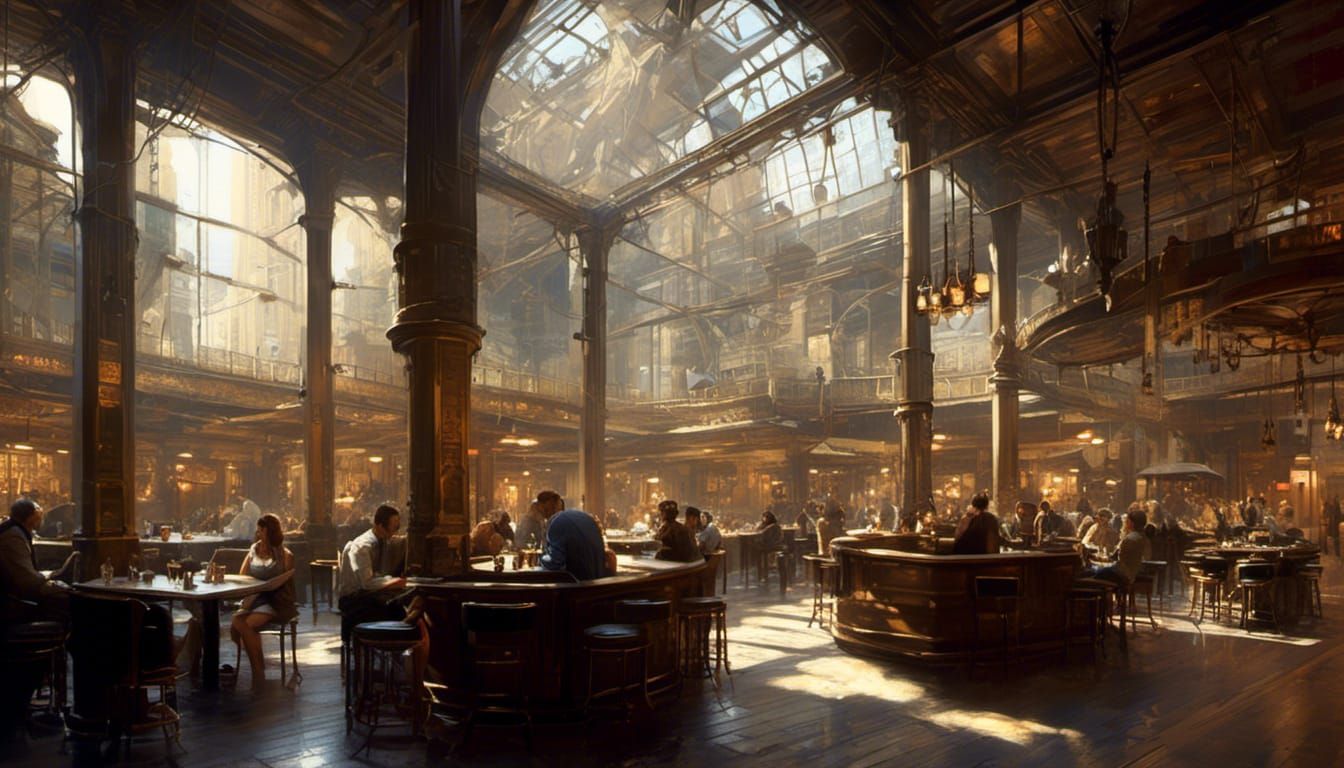 Stylish Cafe Interior: Matte Painting Masterpiece