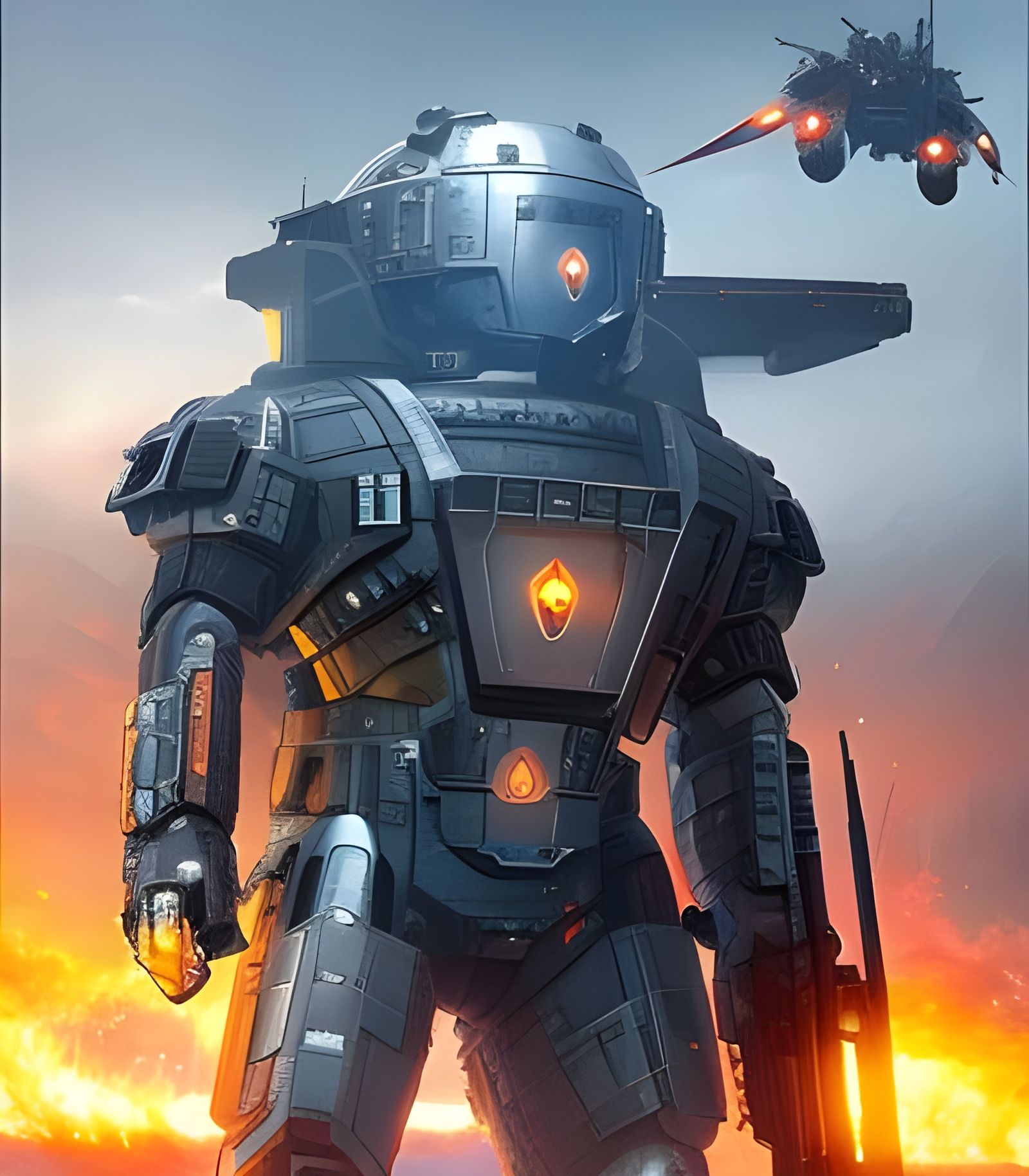 Dystopian Mech-Soldier in Brutalist Cyberpunk Style