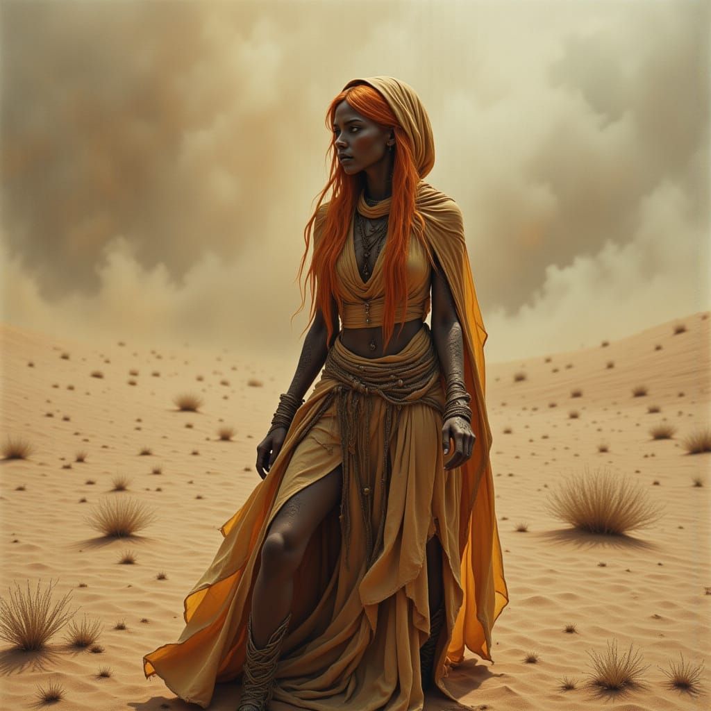 Desert Witch in Sandstorm: Cinematic Film Still