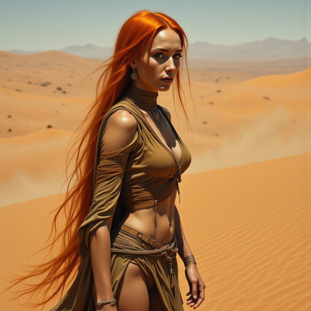 Desert Witch in Sandstorm: Cinematic Film Still