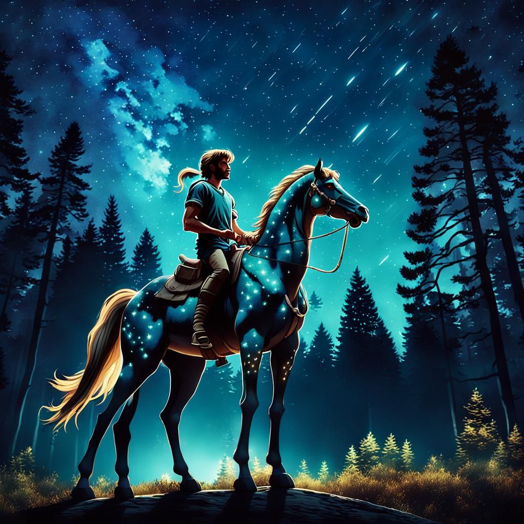 Magical Centaur Under Starry Night Sky