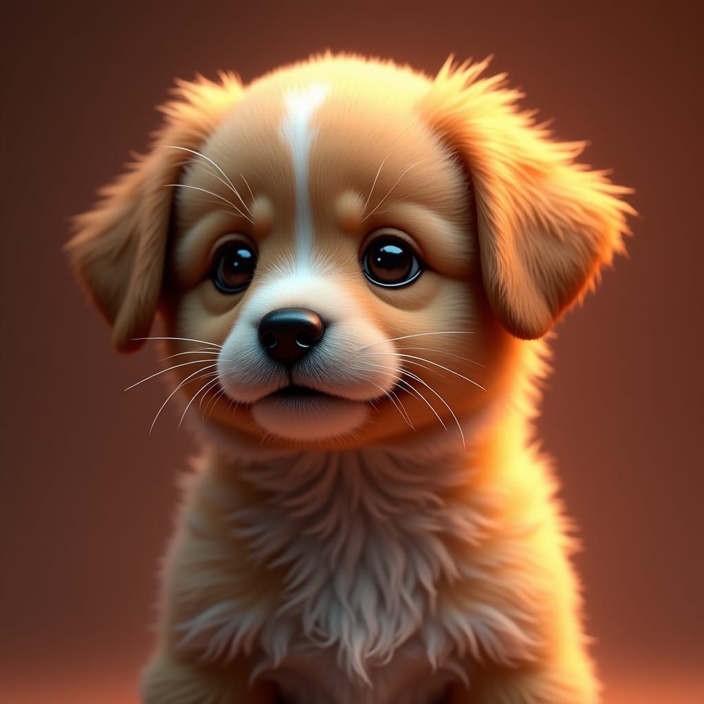 Adorable Puppy Portrait in Art Nouveau Style