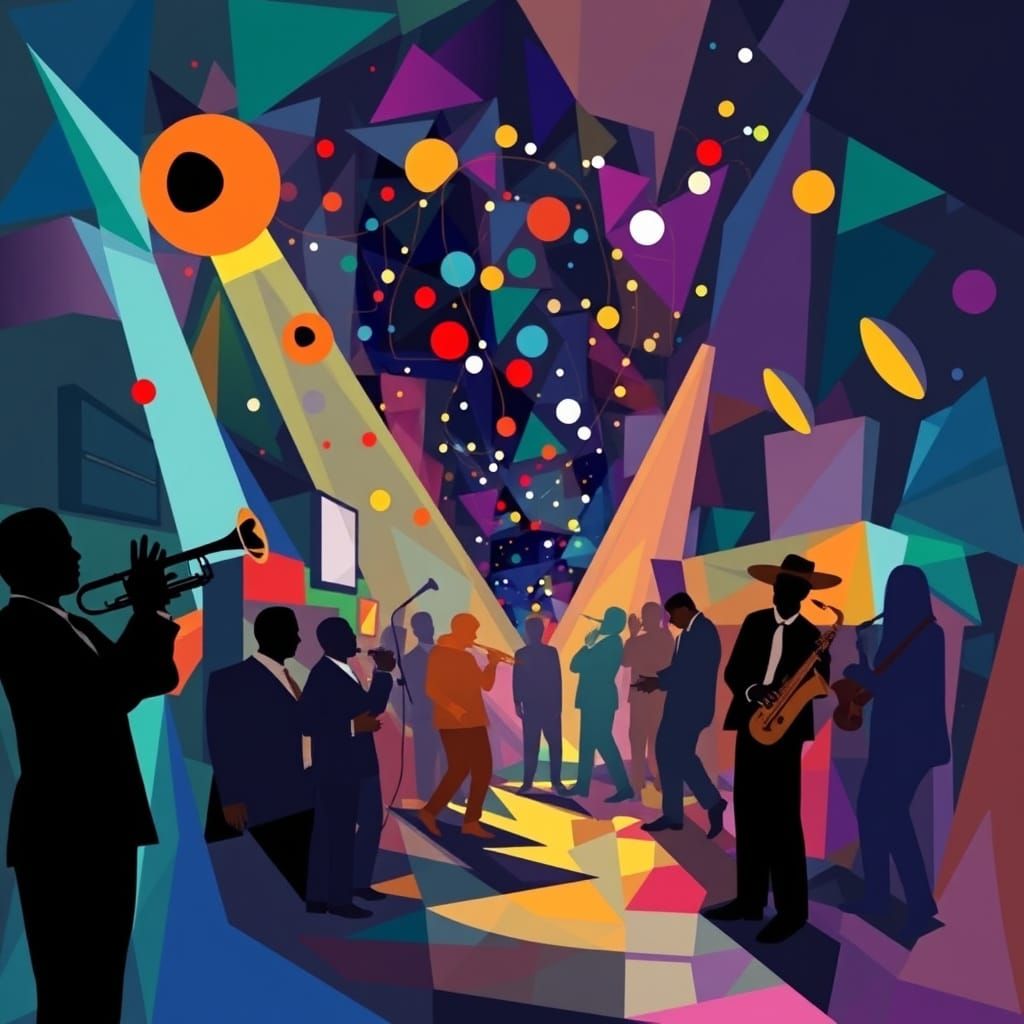 Vibrant Jazz Fusion in Geometric Harmony