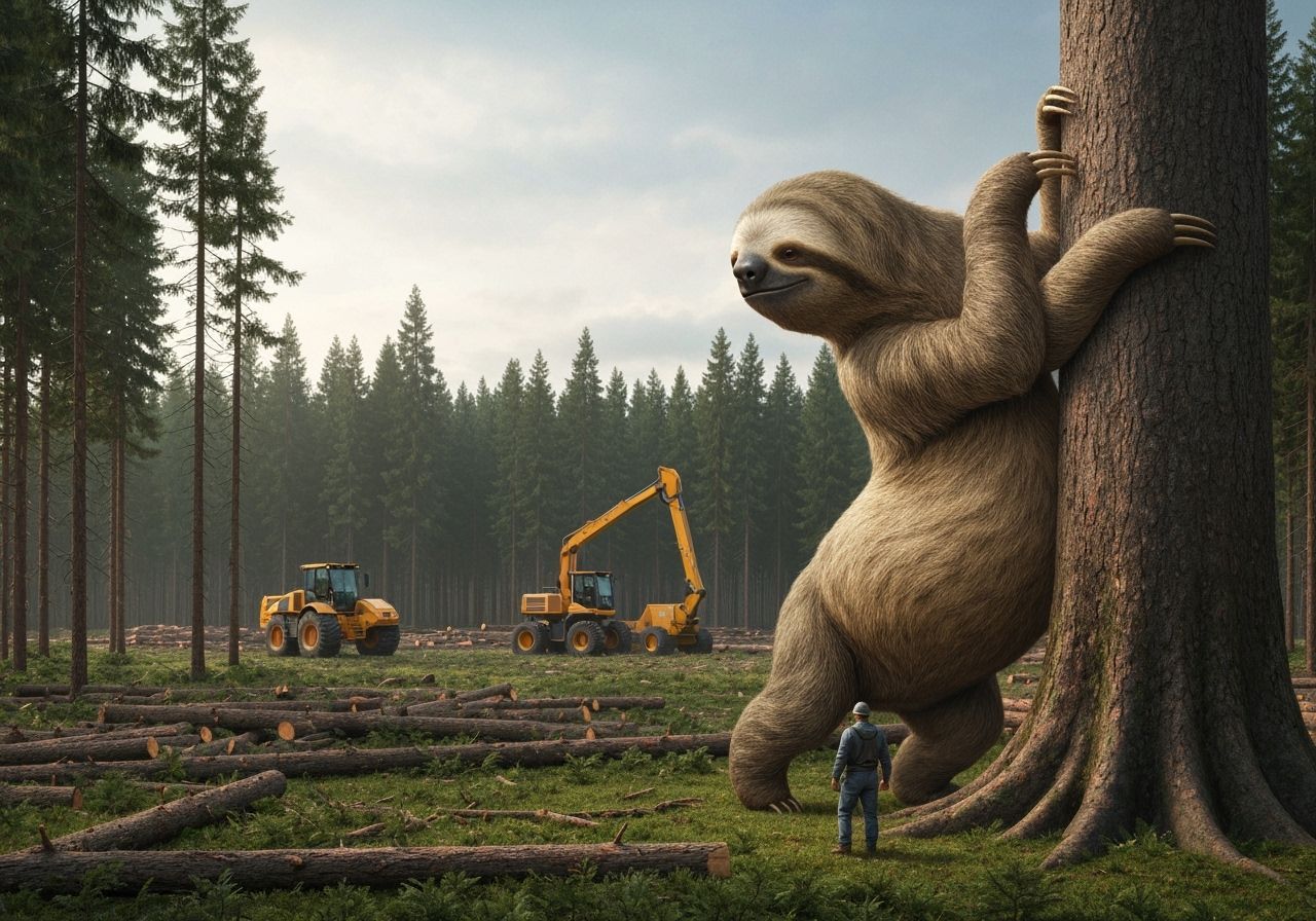 Prehistoric Sloth Watches Deforestation in Photorealistic St...
