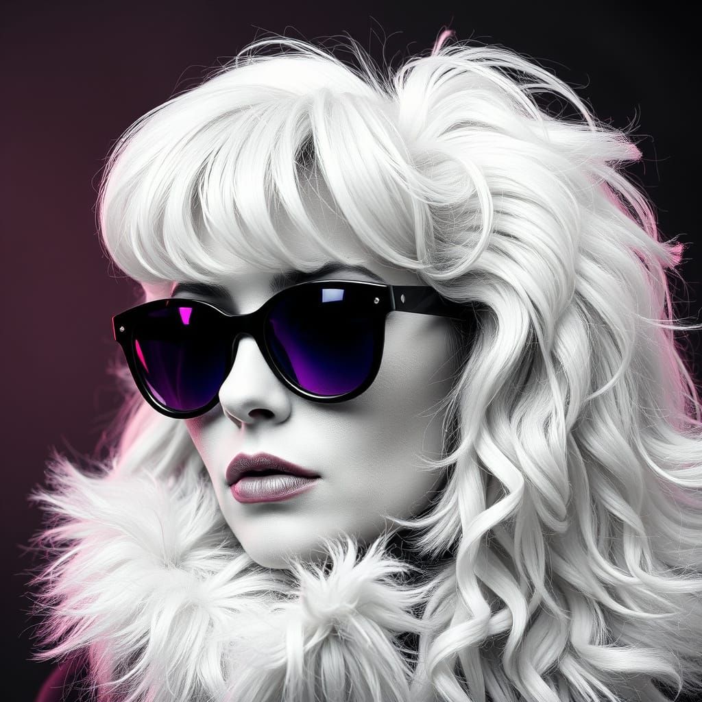 Monochrome 80s Style Woman Portrait