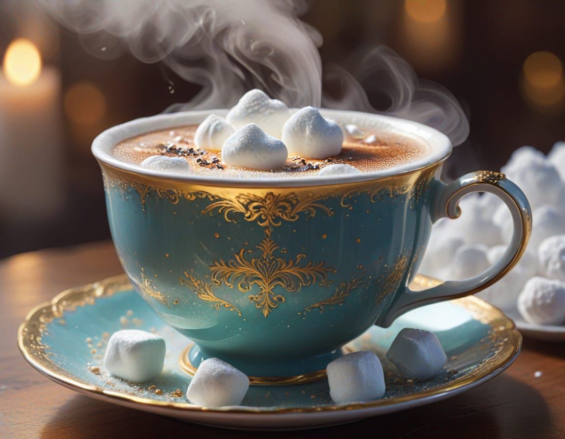 Steaming Hot Chocolate in Delicate China Teacup