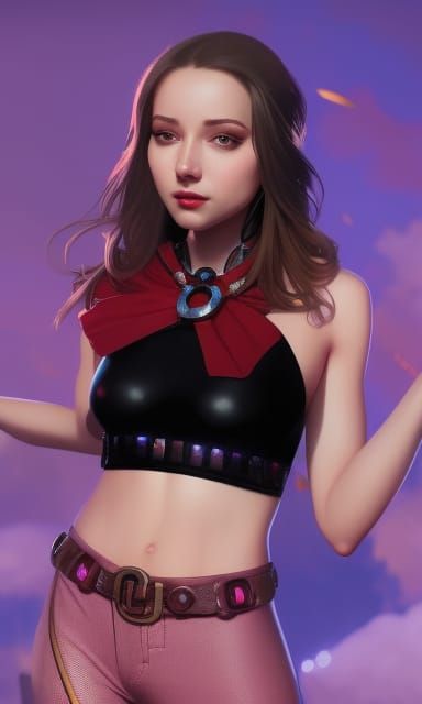 Young Superheroine Portrait in Hyperdetailed Style