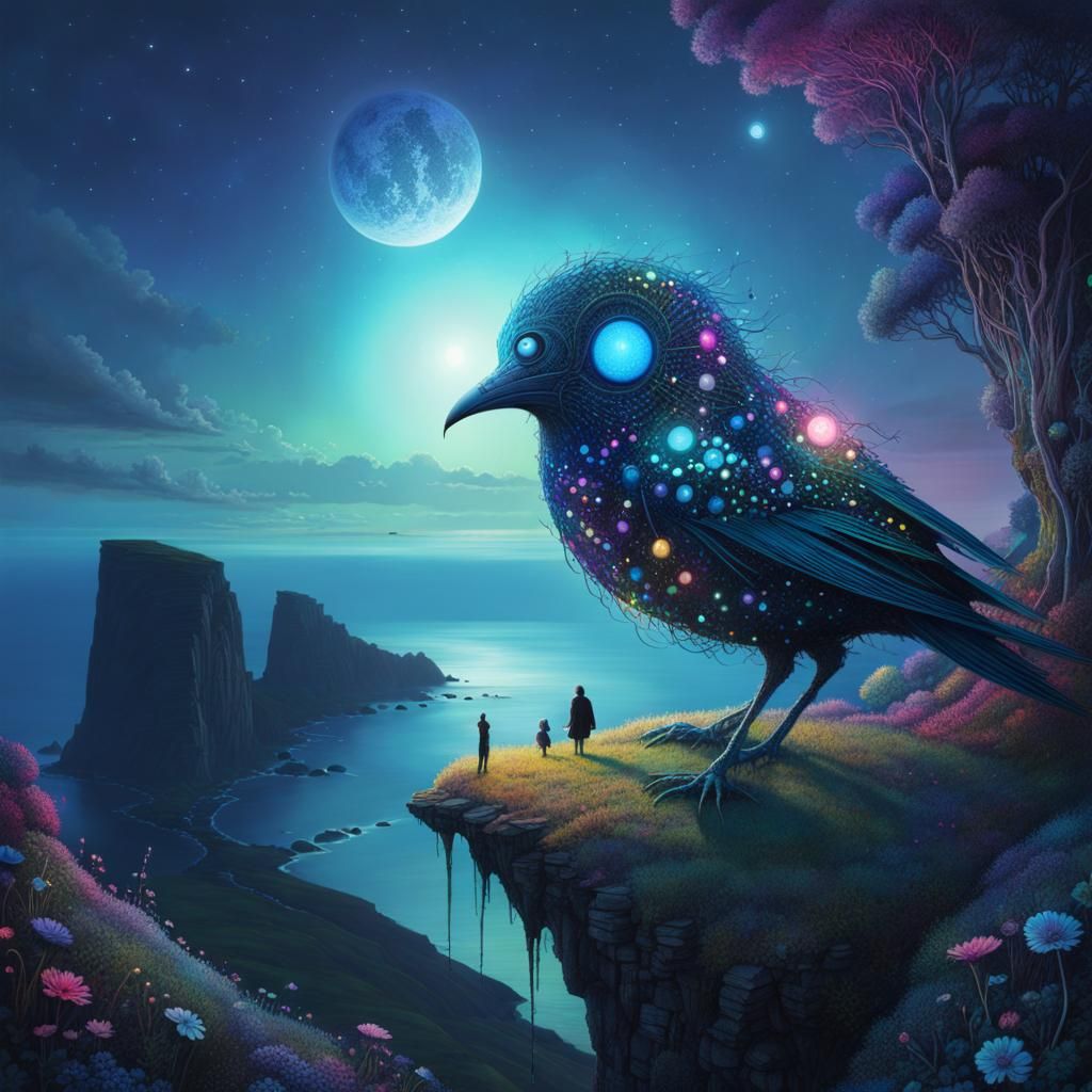 Alien Bird Eyrie on Clifftop in Fantasy Art