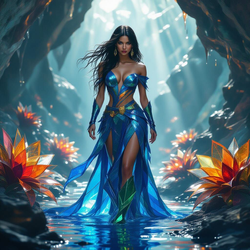 Glass Shard Woman in Crystalline Alien World