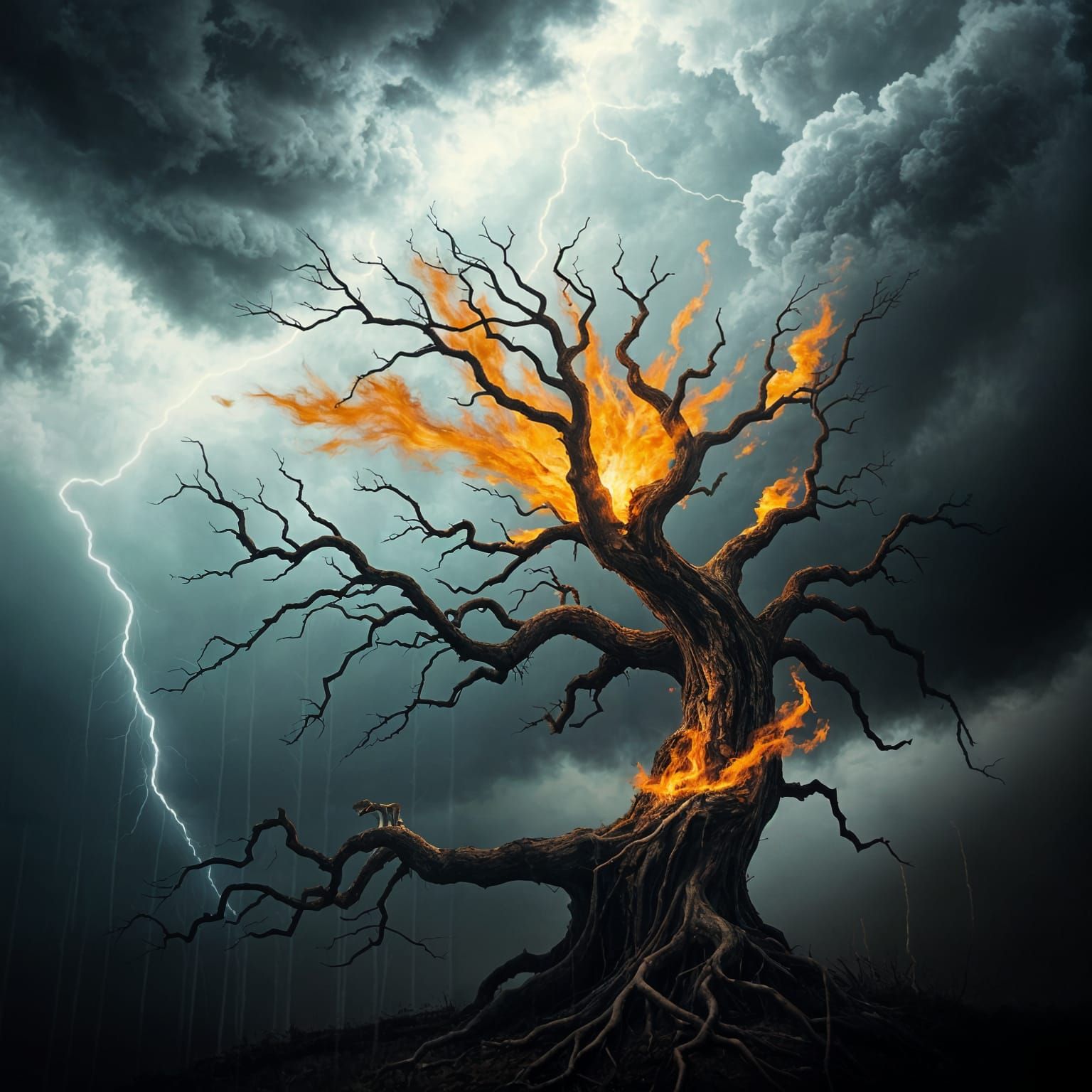 Stormy Darkness Descends on Ancient Tree