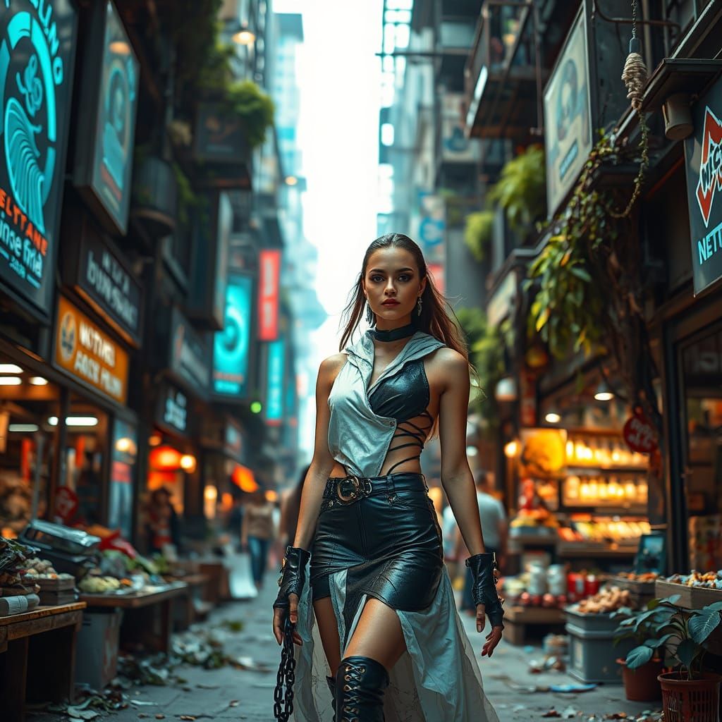 Post-Apocalyptic Fashion Editorial in Cyberpunk City