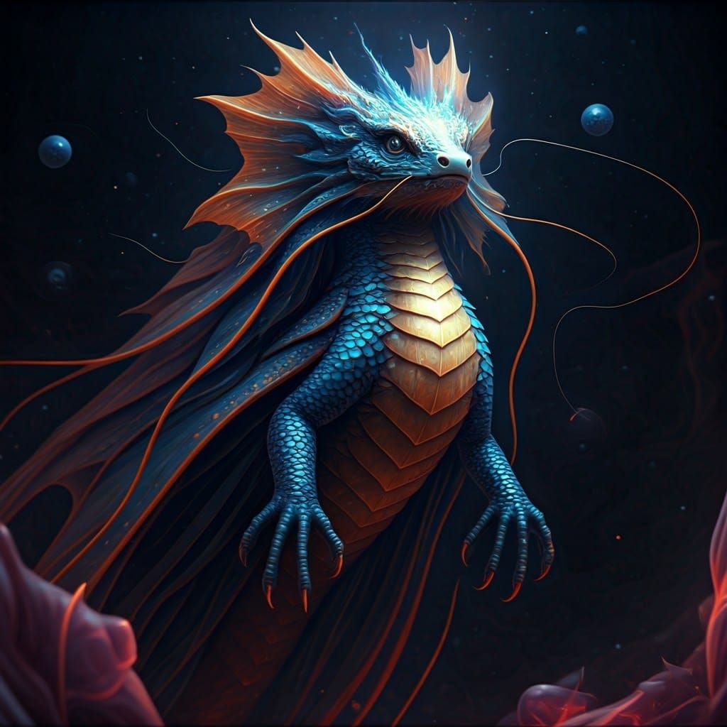 Ethereal Dragon Creature in a Surreal Landscape