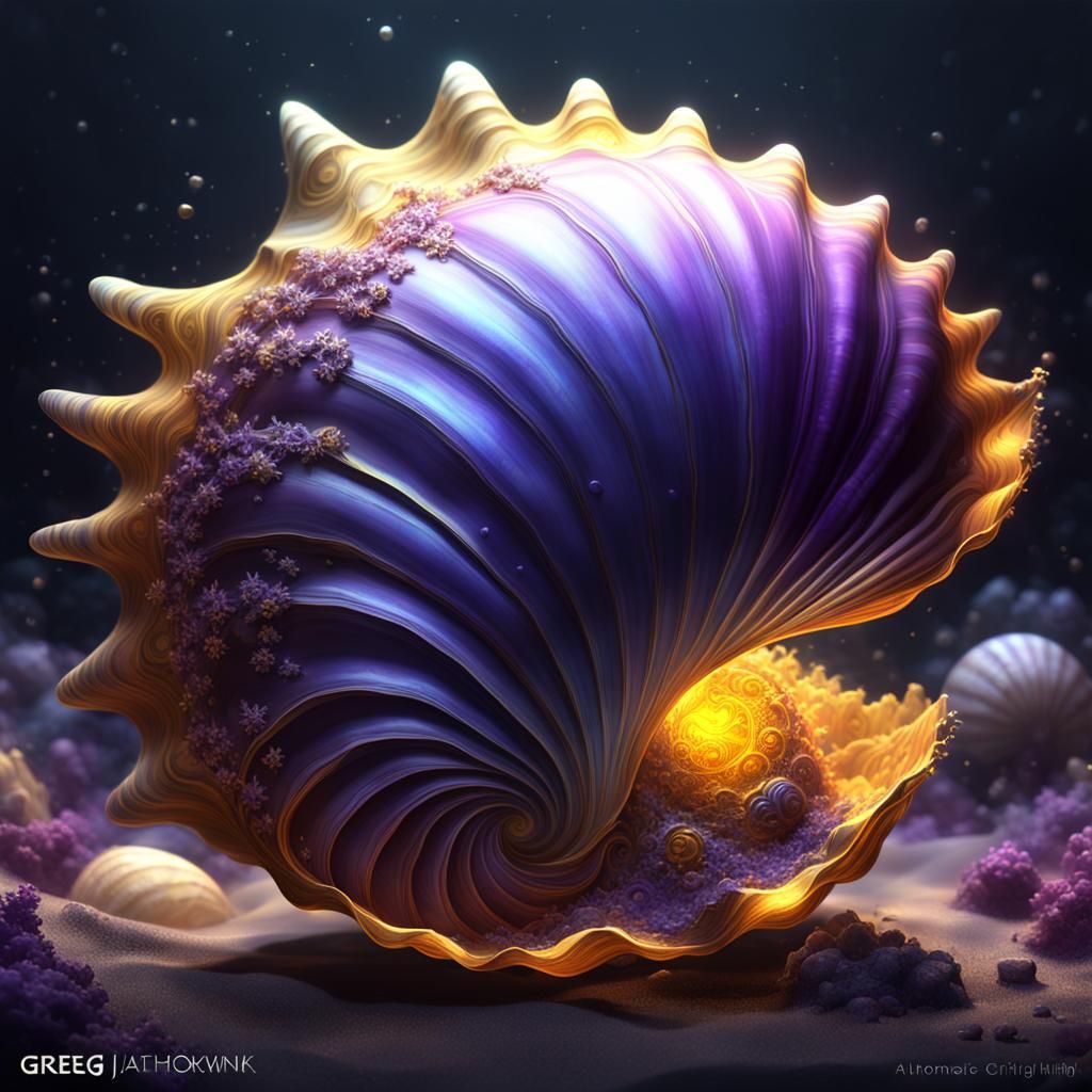 Fractal Seashell: Dark Fantasy Art Nouveau