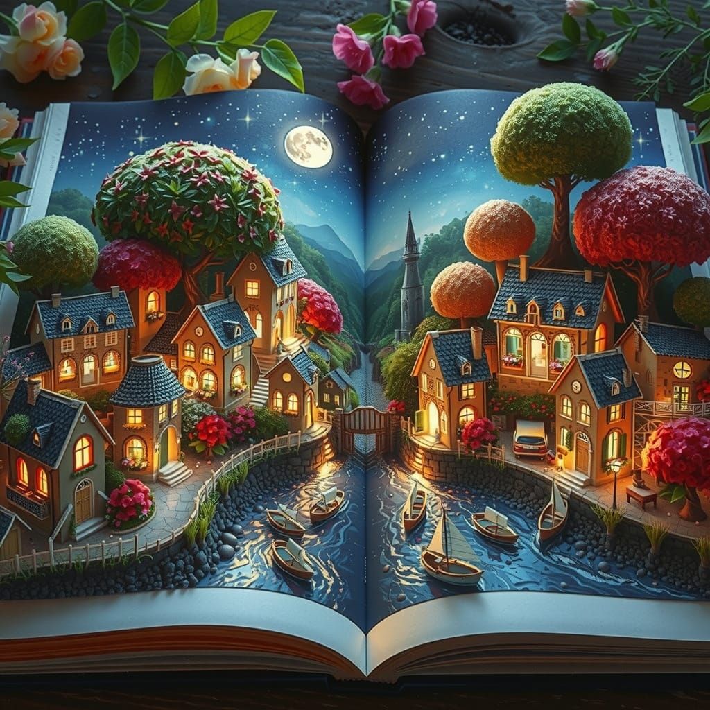 Enchanted Book: Summer Landscape in a Miyazaki Style