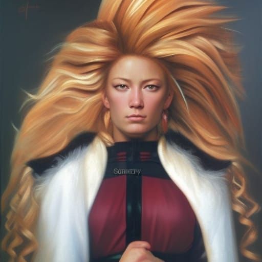 Beautiful Super Saiyan with Realistic Eyes, Caravaggio Style