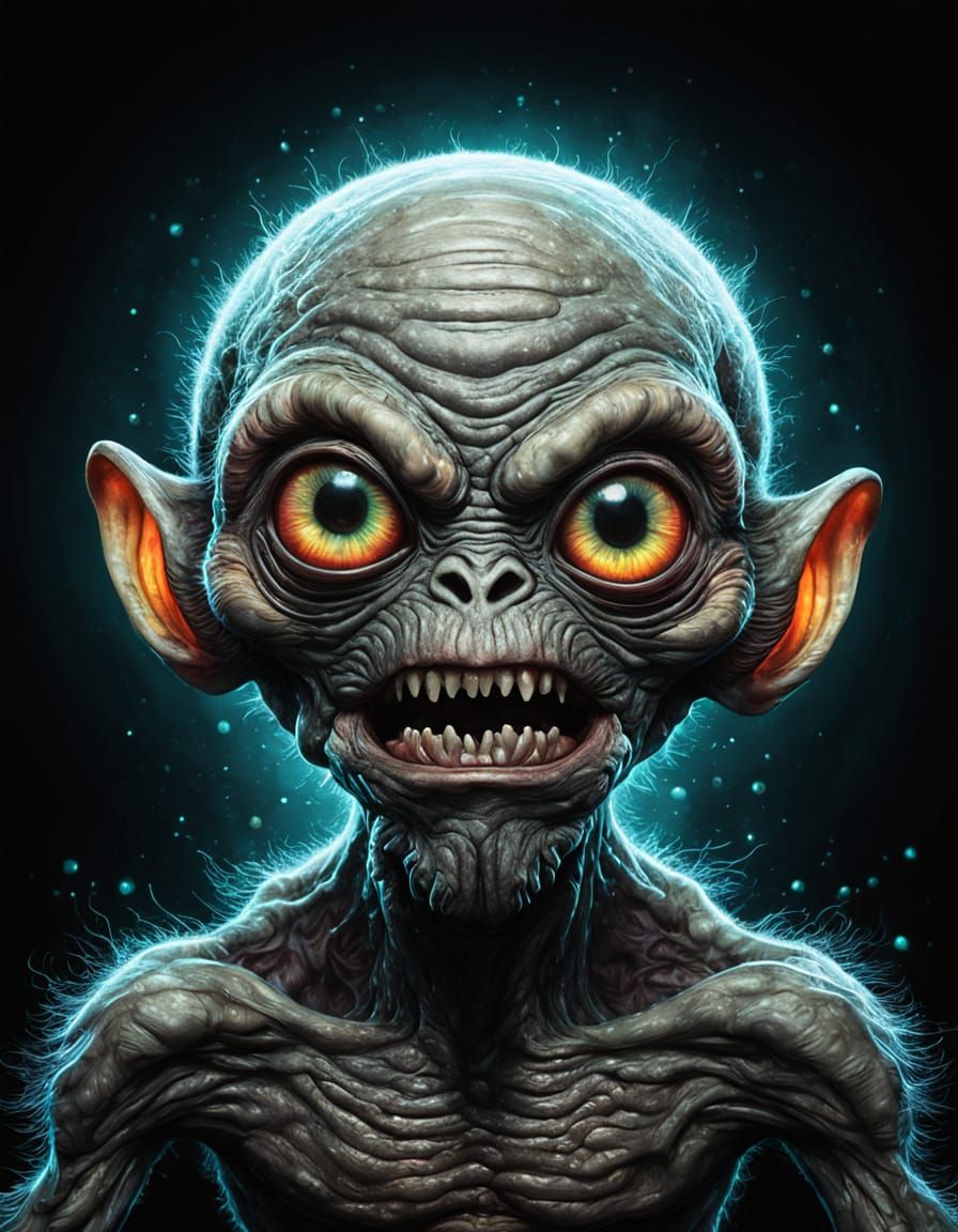 Glowing Alien Baby in a Cosmic Setting