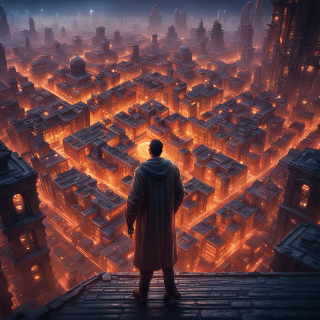 Giant Man Holds Brilliant Micro City Maze