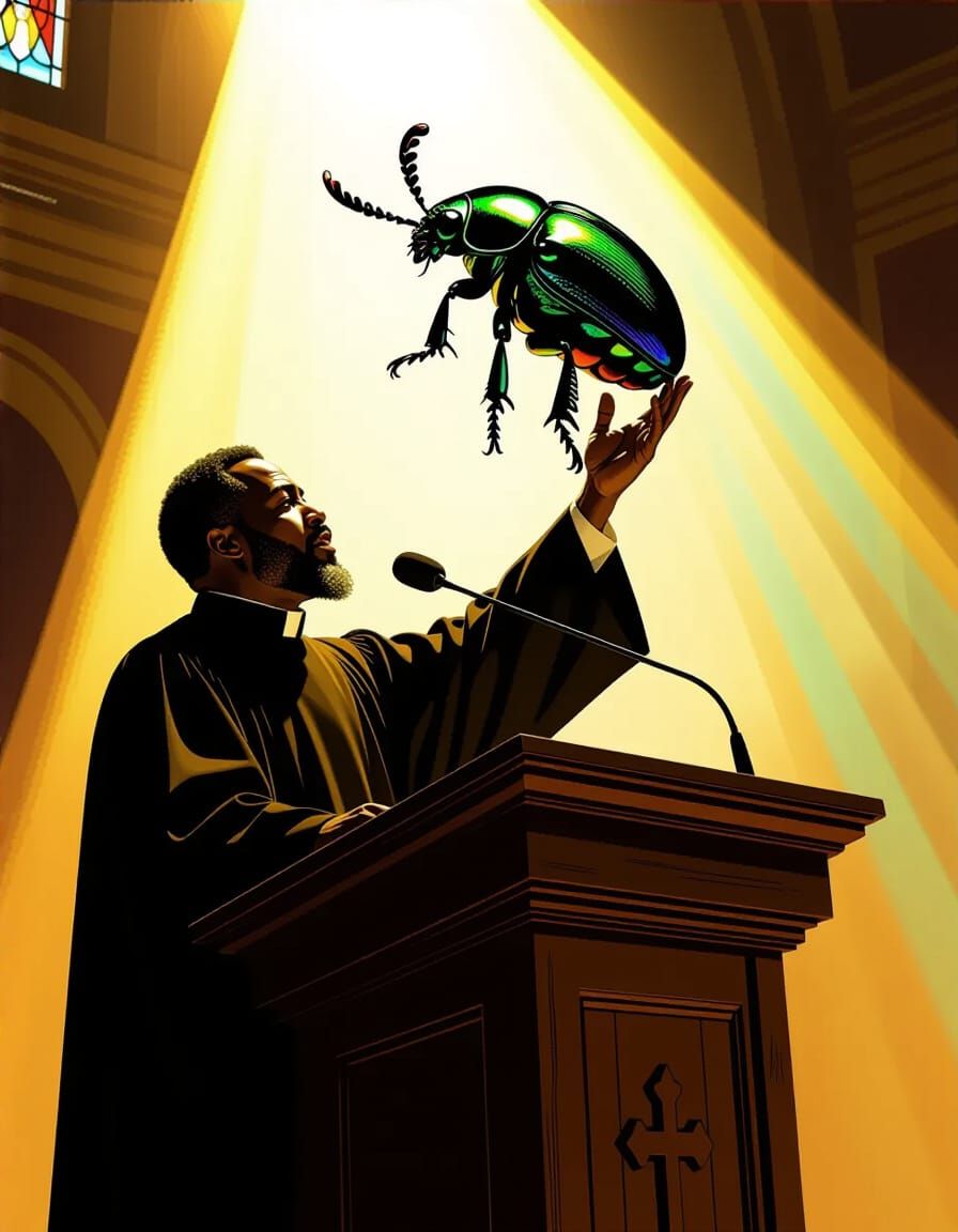 Pentecostal Preacher Holds Giant Beetle in Dramatic Church S...