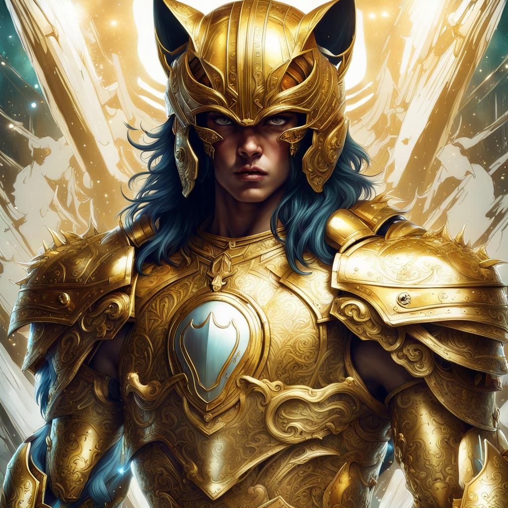Golden Cat Saint in Shining Armor
