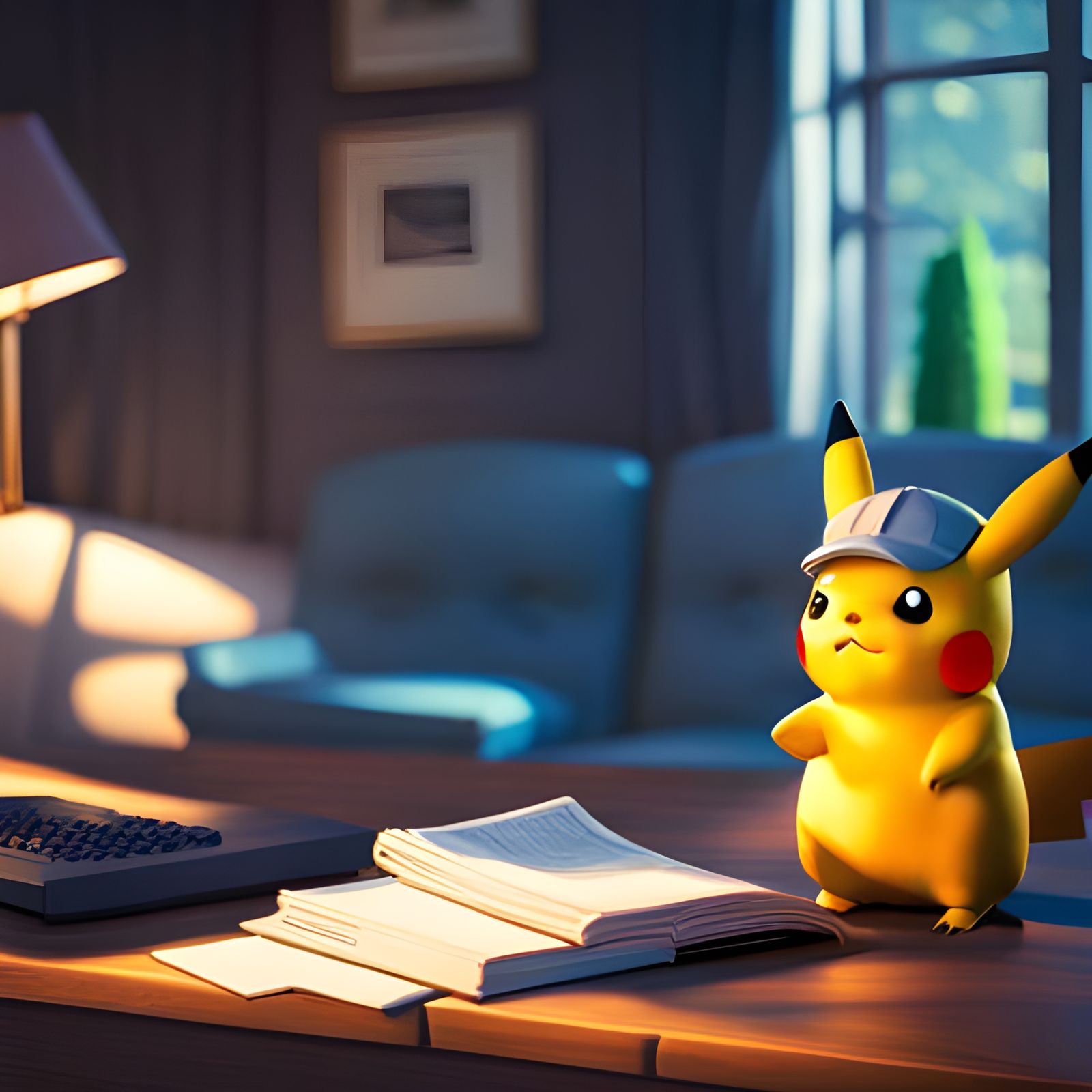 Pikachu Does Taxes: A Cozy Cartoon Rendering